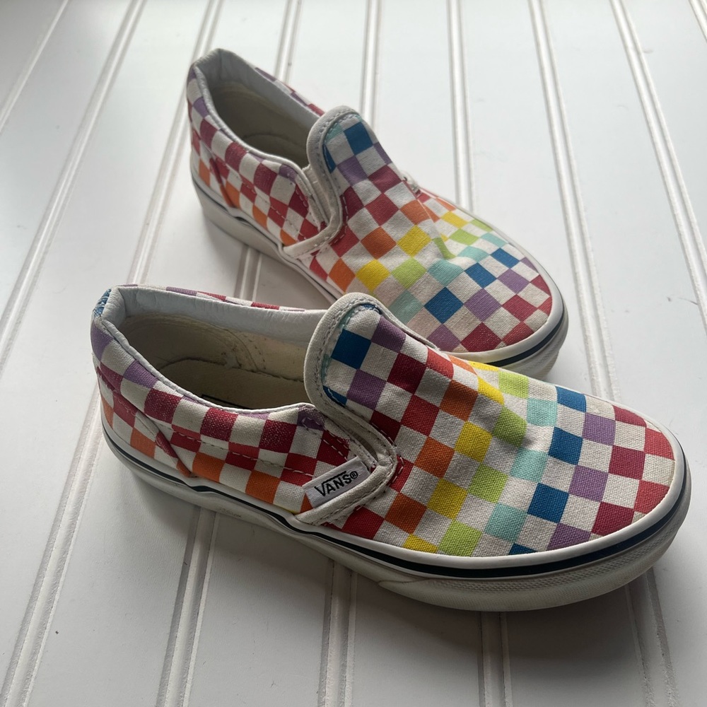 Vans Rainbow Checkerboard Slip On Sneakers